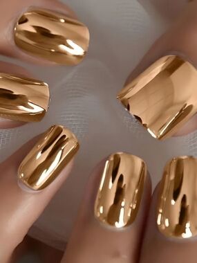 Metallic Gold Chrome Press-On Nails